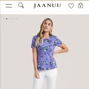 Jaanuu purple floral scrub top peplum style